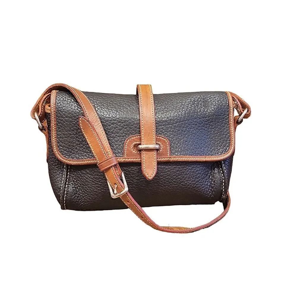 Dooney & Bourke Vintage Black Pebbled Leather Crossbody Purse Shoulder Bag